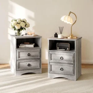 Set of 2 Nightstands with 2 Drawers,