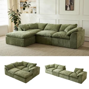 L-Shaped 3-Seater Oversized  Sofa  with Ottoman
