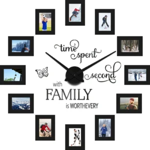 Wall Clock with 3D Large Collage Photos