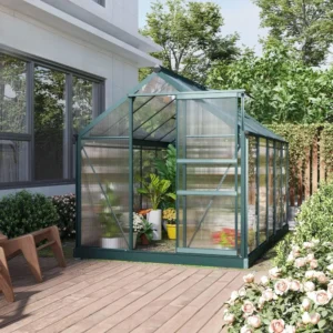 Greenhouse with Rain Gutter Roof Walk-in Patio