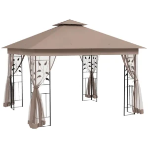 Patio Gazebo, Double Roof Canopy Shelter with Tree Motifs