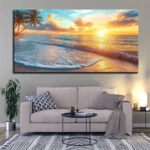 Canvas mural, ocean sunset coast scenery beach picture