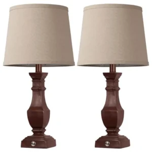 Rustic Farmhouse Table Lamps Dimmable Set of 2
