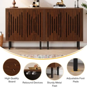 Farmhouse Buffet Cabinet with Doors  Set of 2