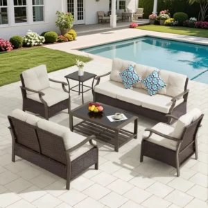Patio Furniture Set, 6 Pieces Outdoor Set with Coffee Table