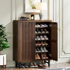 6-Tier Shoe Cabinet with Louvered Doors