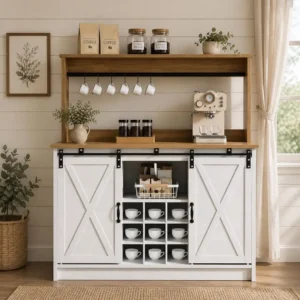Farmhouse Coffee Bar with Hutch