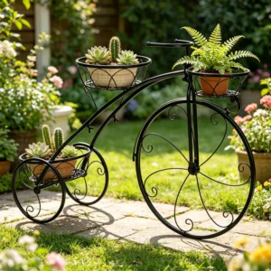 3-Tier Bicycle Plant Stand, Wrought Iron